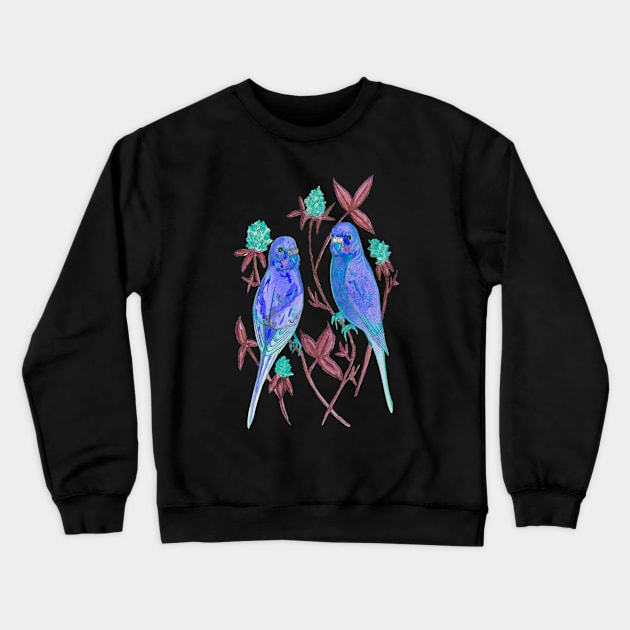 Blue budgies Crewneck Sweatshirt by deadblackpony